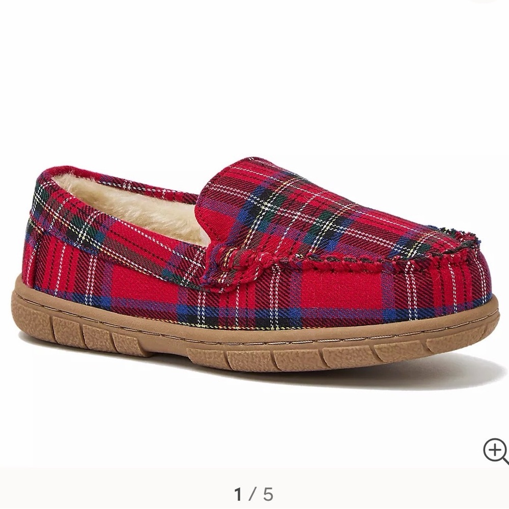 NWOT!!! Lands' End Women's Red Plaid Moccasins